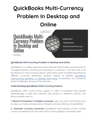 QuickBooks Multi-Currency Problem In Desktop and Online