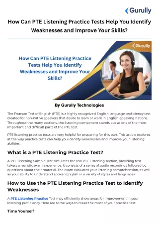 How Can PTE Listening Practice Tests Help You Identify Weaknesses and Improve Your Skills