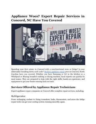 Appliance Woes? Expert Repair Services in Concord, NC Have You Covered