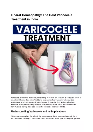 Bharat Homeopathy: The Best Varicocele Treatment in India