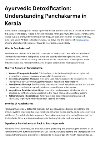 Ayurvedic Detoxification Understanding Panchakarma in Kerala