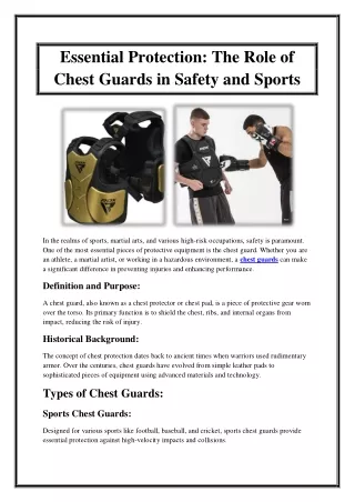 Essential Protection The Role of Chest Guards in Safety and Sports