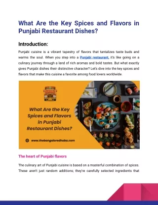 What Are the Key Spices and Flavors in Punjabi Restaurant Dishes_The Bangalore Dhaba