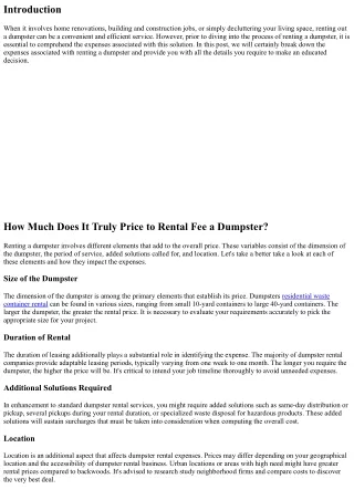 Just how much Does It Truly Price to Rent a Dumpster? Damaging Down the Expenses