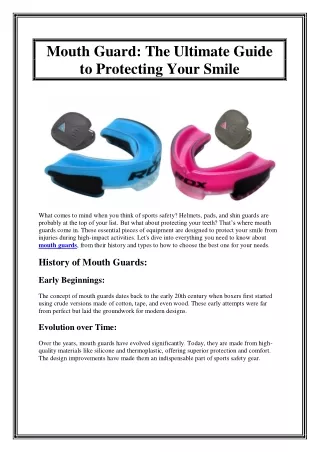 Mouth Guard The Ultimate Guide to Protecting Your Smile