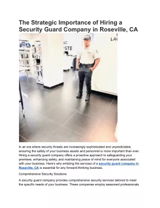 The Strategic Importance of Hiring a Security Guard Company in Roseville, CA