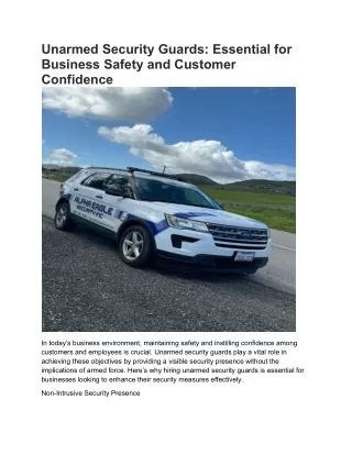 Unarmed Security Guards_ Essential for Business Safety and Customer Confidence