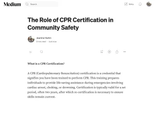 The Role of CPR Certification in Community Safety