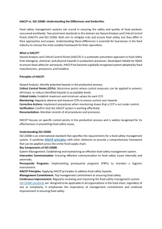 HACCP vs. ISO 22000 Understanding the Differences and Similarities