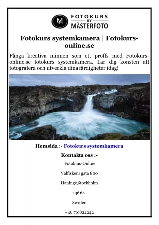 Fotokurs systemkamera  Fotokurs-online.se