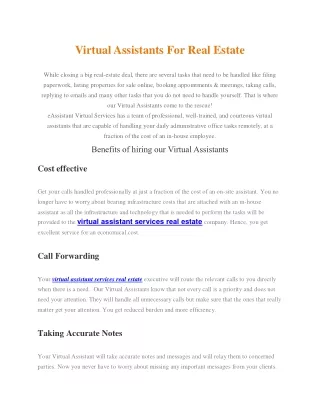 virtual assistant services real estate