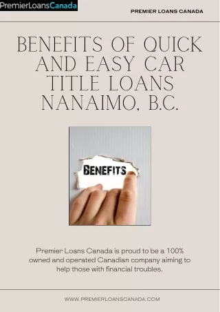 Benefits of Quick and Easy Car Title Loans Nanaimo, B.C.