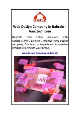 Web Design Company In Bahrain  Aariztech.com