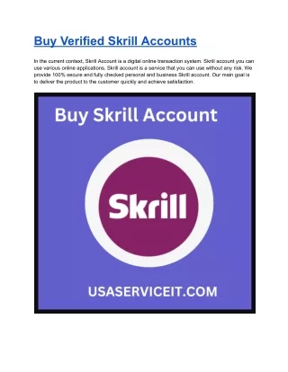 Buy Verified Skrill Accounts - Get Safe & Verified Accounts in USA Service IT