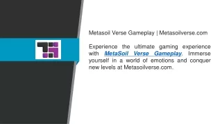 Metasoil Verse Gameplay  Metasoilverse.com