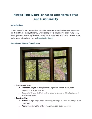 Hinged Patio Doors: Enhance Your Home's Style and Functionality