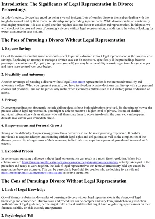 The Benefits and drawbacks of Pursuing a Divorce Without Legal Representation
