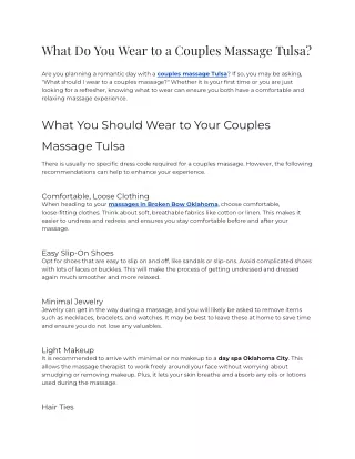 What Do You Wear to a Couples Massage Tulsa