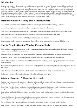 Trying to keep Your Home windows Seeking Great in Lakeland Florida