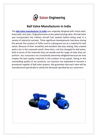 Ball Valve Manufacturer in India