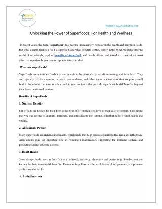 Unlocking the Power of Superfoods: For Health and Wellness