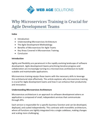 Why Microservices Training is Crucial for Agile Development Teams