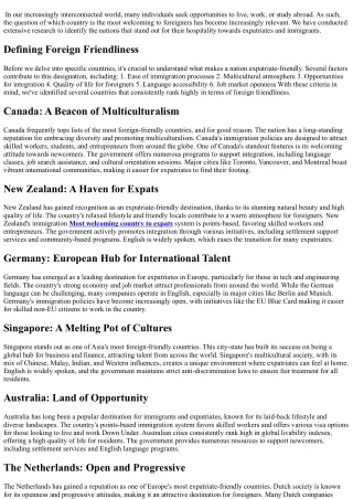 What is the most foreign friendly country?