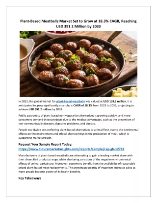 Plant-Based Meatballs Set to Soar by 2033