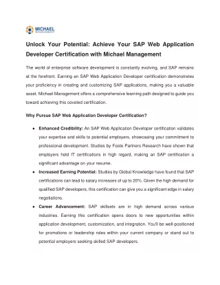 Unlock Your Potential Achieve Your SAP Web Application Developer Certification with Michael Management