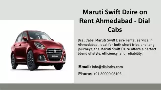 Maruti Swift Dzire on Rent Ahmedabad - Dial Cabs