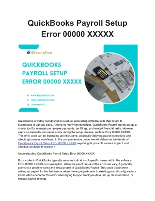 QuickBooks Payroll Setup Error 00000 XXXXX