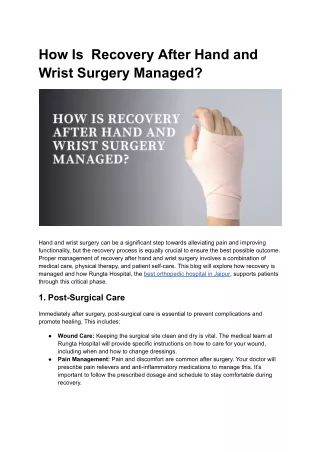 How Is Recovery After Hand and Wrist Surgery Managed_