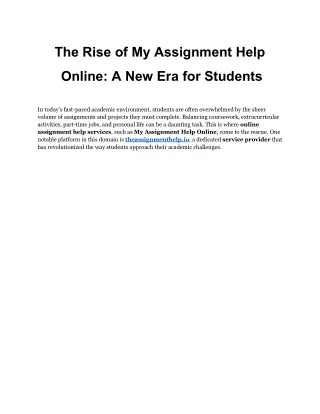 My Nursing Assignment Help Online
