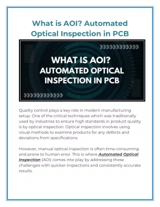 What is AOI? Automated Optical Inspection in PCB