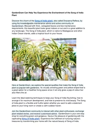 GardenGram Can Help You Experience the Enchantment of the Song of India Plant