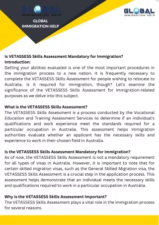 Is VETASSESS Skills Assessment Mandatory for Immigration