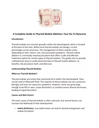 A Complete Guide to Thyroid Nodule Ablation - Your Go-To Resource