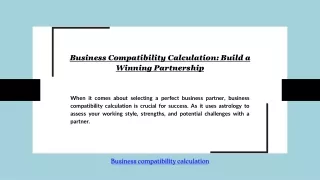 Business Compatibility Calculation: Build a Winning Partnership