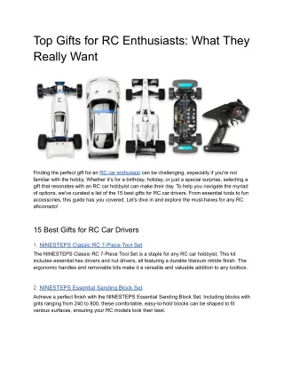 Top Gifts for RC Enthusiasts_ What They Really Want