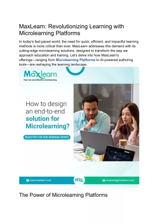 MaxLearn_ Revolutionizing Learning with Microlearning Platforms