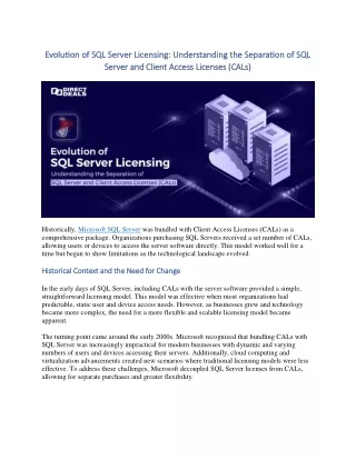 Evolution of SQL Server Licensing