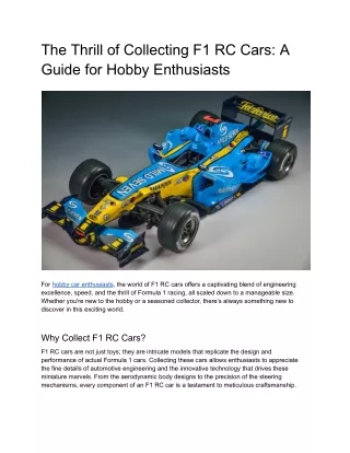 The Thrill of Collecting F1 RC Cars_ A Guide for Hobby Enthusiasts