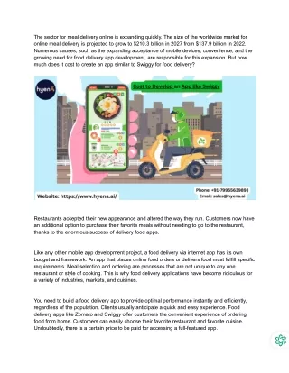 How much does it cost to develop an app like Swiggy
