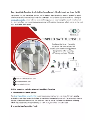 Smart Speed Gate Turnstiles in KSA