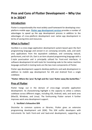 Pros and Cons of Flutter Development – Why Use It in 2024 - Siddhi Infosoft