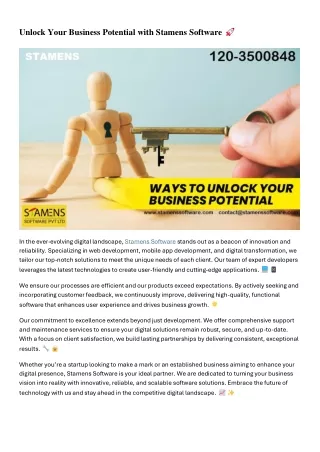 Unlock Your Business Potential with Stamens Software