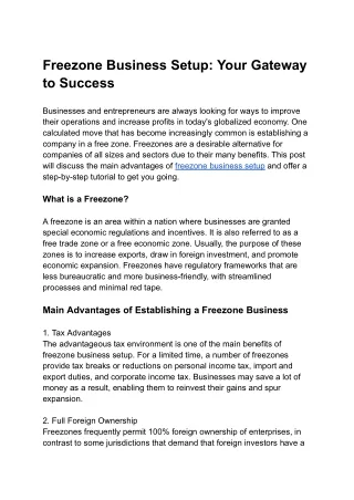 FREEZONE BUSINESS SETUP- STEP BY STEP GUIDE