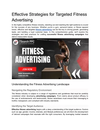 Effective Strategies for Targeted Fitness Advertising