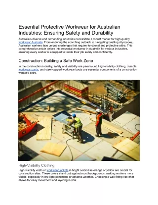 Essential Protective Workwear for Australian Industries_ Ensuring Safety and Durability