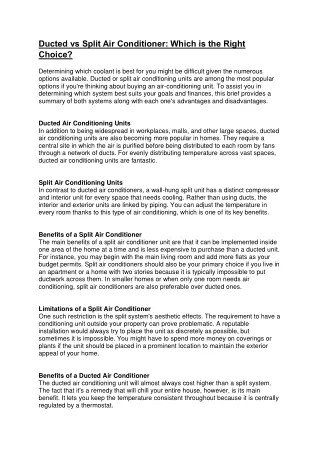 Ducted vs Split Air Conditioner
